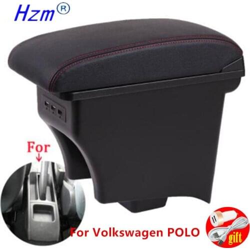Armrests box For Volkswagen VW Polo with Cup holders Leather storage case console black color new design