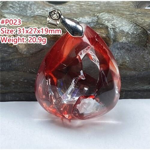 Natural Red Limonite Phantom Quartz Pendant For Women Men Love Healing 31x27x19mm Beads Clear Crystal Silver Rare Gemstone AAAAA