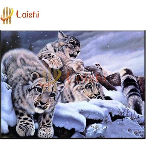 Full Diamond Painting Snow, White Tiger Family Cross Stitch Mosaic 5D Diy full Square Round diamond 3d diamond Embroidery Gift