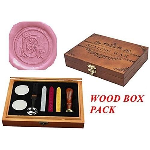 Luxury Letter G Wood Gift Box Pack Vintage Alphabet Initial Engraved Wedding Invitation Classical Old-fashioned Antique Wax Seal