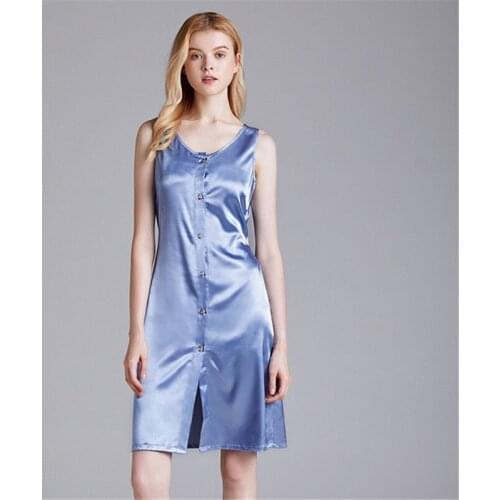 Grey blue nightdress new pijama womens summer large sleeveless thin nightdress 2020 home clothes can be worn outside Nightgown