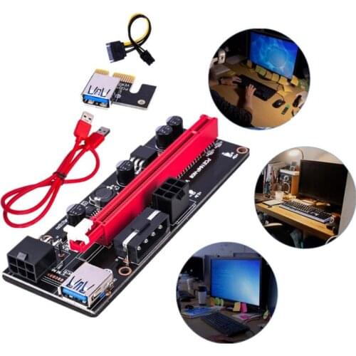USB 3.0 PCI-E Riser Ver 009S Express 1X 4X 8X 16X Extender SATA 15Pin To 6 Pin Power Cable Dual 6 Pin Adapter Card For BTC Miner