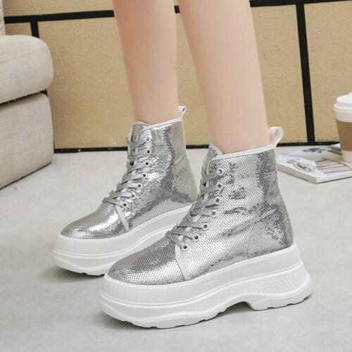 Women' Ankle Boots Pop Vogue Style Women Spring Platform Boots Ladies Chunky Shoes