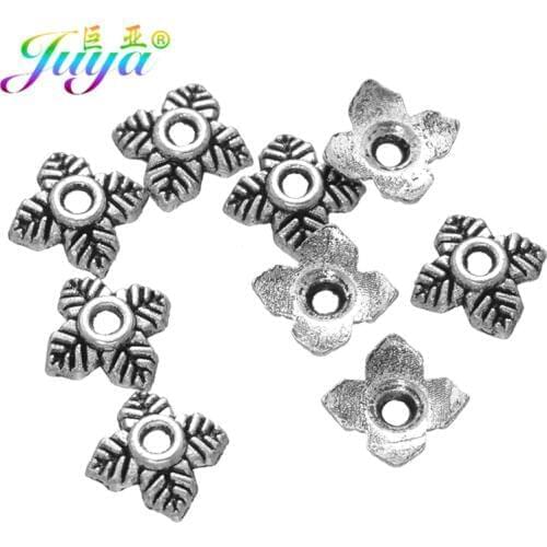 Women Dangle Beads Earrings Making Components Antique Silver Color 7mm Bead Caps Accessories For Beadwork Jewelry Making