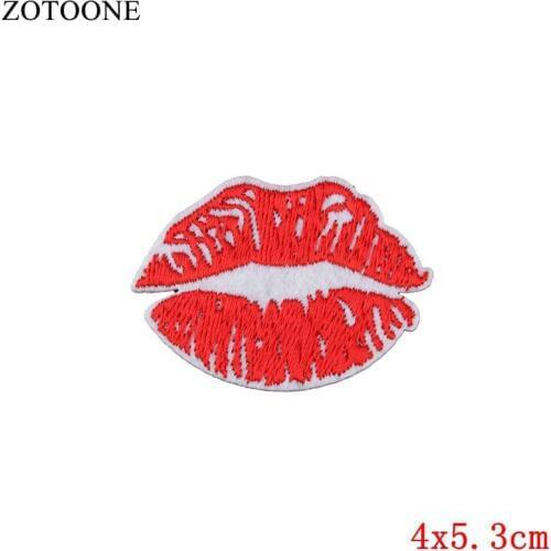 ZOTOONE 10Pcs/lot Lip Patch Embroidered Iron On Patches for Clothing DIY Lips Bag Jacket Letter Sticker Badges Custom Applique I