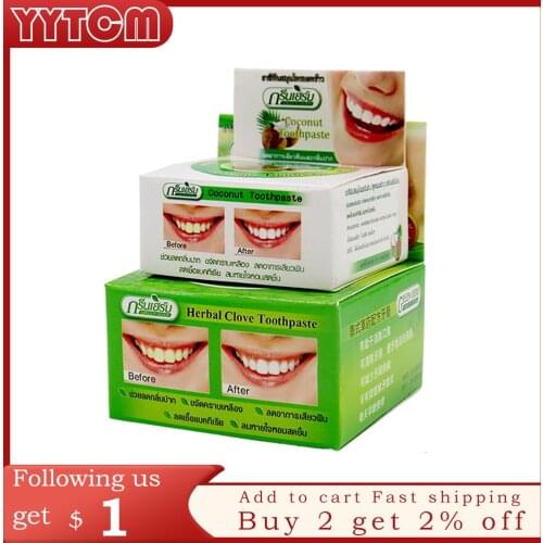25g+10g Natural Rasyan Herbal Clove Thailand Toothpaste Tooth Whitening Toothpaste Remove Bad Breath Dentifrice Tooth Paste