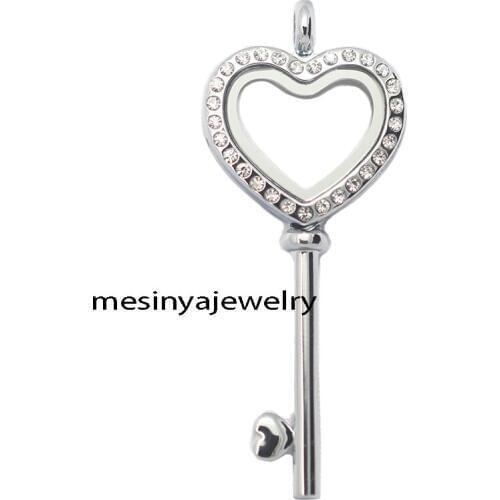 10PCS New Arrival High Polished Magnetic 24.8mm Locket Key TO My Heart Lockets For Custom Floating Charms