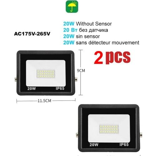 2 pcs 220V 10-100W LED FloodLight Spotlight Exterior Street wall reflector Lamp LED Light Garden Yard LED Security Lighting Adus