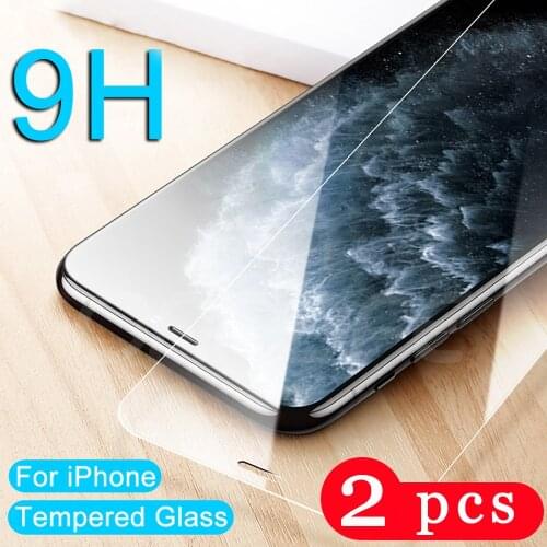 2Pcs 9H for iPhone 7 8 plus 11 pro max x xr xs max tempered glass protective film phone screen protector on the glass smartphone