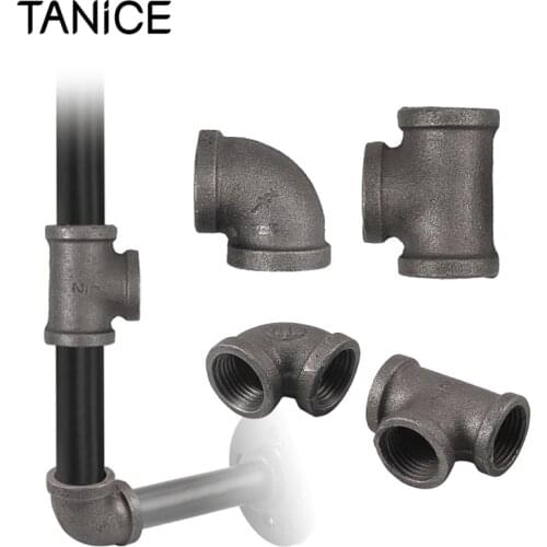 TANiCE 20Pcs 1/2 "Malleable Cast Iron Pipe Fitting Elbow 90Degree Angled Tee Industrial Furniture DIY Accessories For Decoration