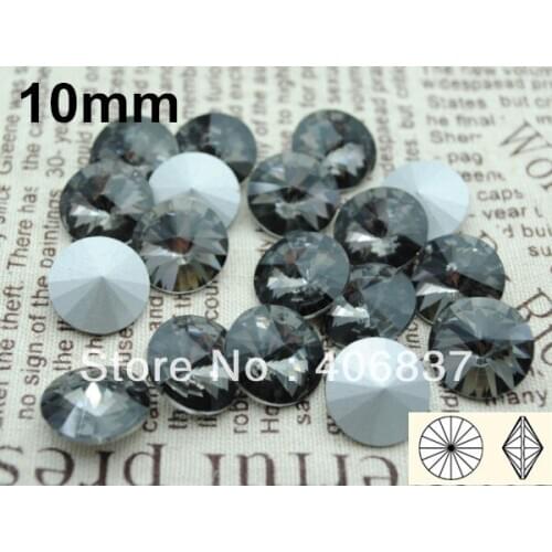 200pcs/Lot, 10mm Black Diamond Crystal Rivoli Stones, Free Shipping! Chinese Top Quality Crystal Rivoli