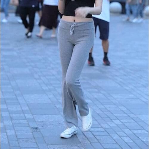 2021 summer womens new self-cultivation weila knitted sweatpants slimming bell-bottom pants women wear casual pants
