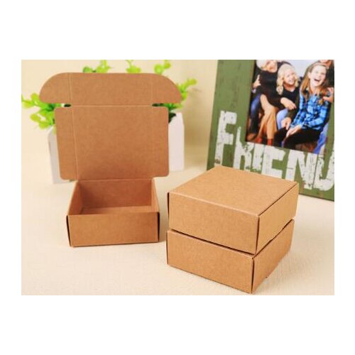 500pcs7x7x2.2cm+500pcs5x5x2cm kraft gift packaging cardboard paper box,small natural handmade soap kraft craft box