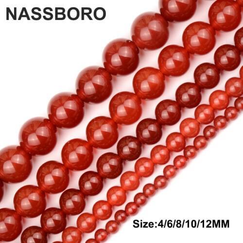 5A Red Agates Natural Stone Beads For Jewelry Making Round Charm 4 6 8 10 12 14mm DIY Spacer Beads For Bracelet Necklace Craft