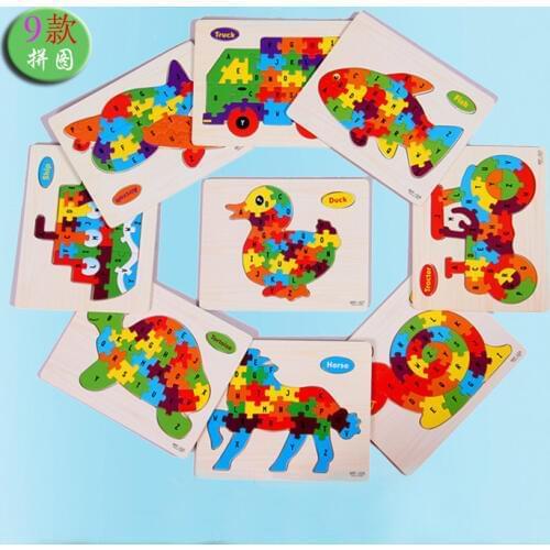 6Patterns Wooden Animal Alphabet Early Learning Puzzle Jigsaw For Children Kids Educational & Learing Intelligent Toys