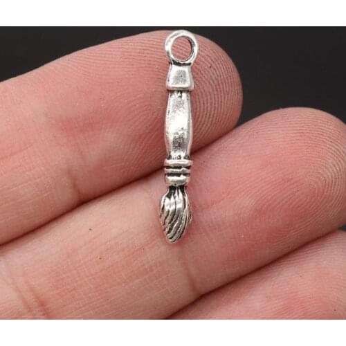 6pcs 25x4mm Art Paint Brush Charms Antique Silver Color Metal Alloy Pendant Accessories Handmade Jewelry DIY For Craft Wholesale
