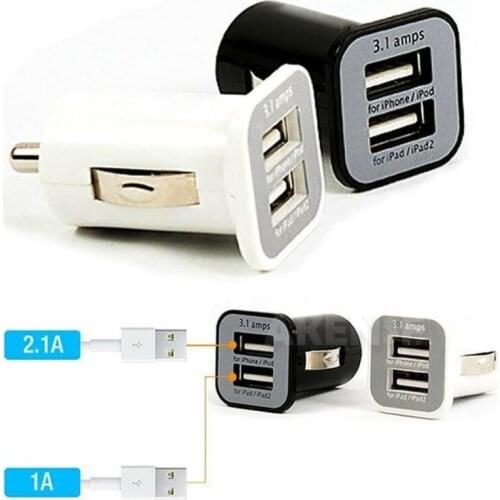 3.1A Dual Port USB Car Charger 5V 3100mah for iPhone X Xs Max XR 4 5 6 7 IPAD Ipod Samsung S7 S8 HTC Huawei 10pcs/lot