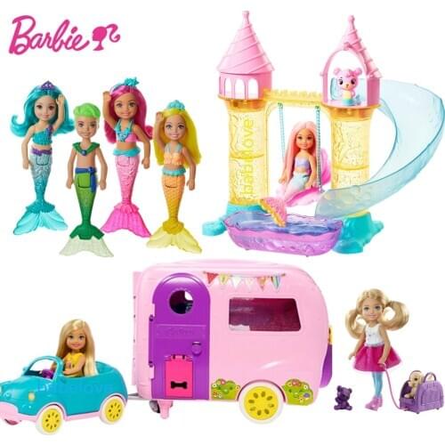 Barbie Authorize Girl Toys Barbie Club Chelsea Doll Sleeping Barbie Bed FXG83 Fashion Girl Funny Puppy Toys For Birthday Gift