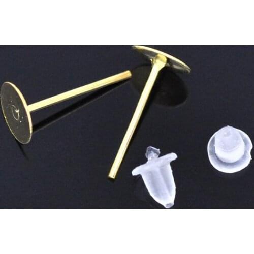 Free shipping!!! 1000 Pairs Earring Post W /Stoppers 12x6mm,Earrings Post,Earrings Pad
