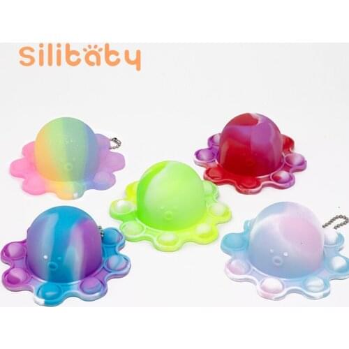 Silibaby 5-Piece Decompression Toy Pop It Children Sensory Relaxation Toy Children Color Decompression Ball School Bag Pendant