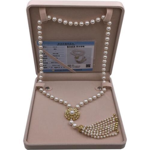 Sinya Tassels Sweater chain 10mm Natural round pearls Strand long necklace for Women Mum lover gold or white gold color optional