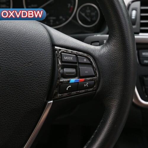 For BMW F30 F34 Carbon Fiber Interior Steering Wheel Key Decoration Car-Styling Sticker 3 Series 2013-2018 Accessories