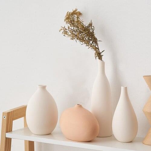 Home Living Room Decoration Mini Biscuit Ceramic Vase Dried Flowers Arrangement Decoration Nordic Style Minimalist Home Decor