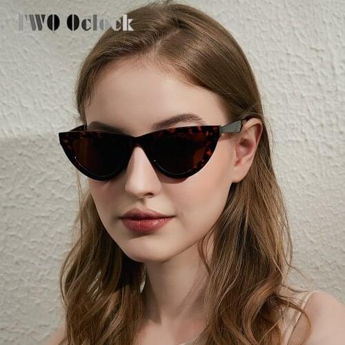 TWO Oclock Retro Cat Eye Sunglasses Women 2021 New Brand Designer UV Protection Cateye Sun Glasses Women Shades Female Oculos