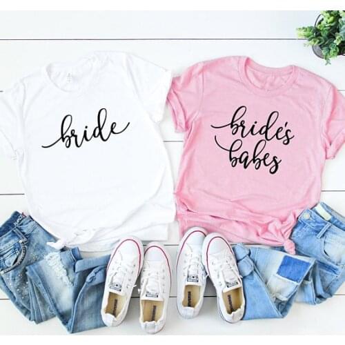 Skuggnas brides babes T shirt Team Bride Pink t shirts women party gift for BFF holiday Memorial day tees shirt Bridal clothing