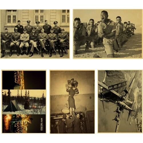 Classic photos of World War II Retro Poster Vintage poster Wall Decor For Home Bar Cafe Interior Bar Cafe Decorative Painting