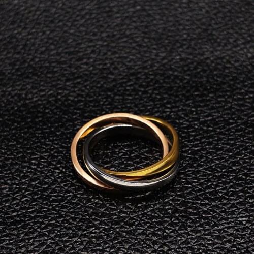 Rose Gold Silver Color Stainless Steel Rings Jewelry Three Rings Women Jewellery anelli donna R612223S05
