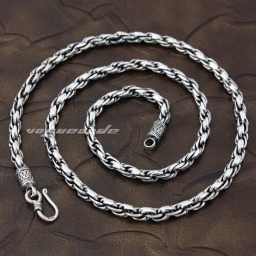 Rocker Fashion Chain Solid 925 Sterling Silver Cool Mens Biker Spiral Type Necklace Dia.5mm 8L001 -- 18"~24"