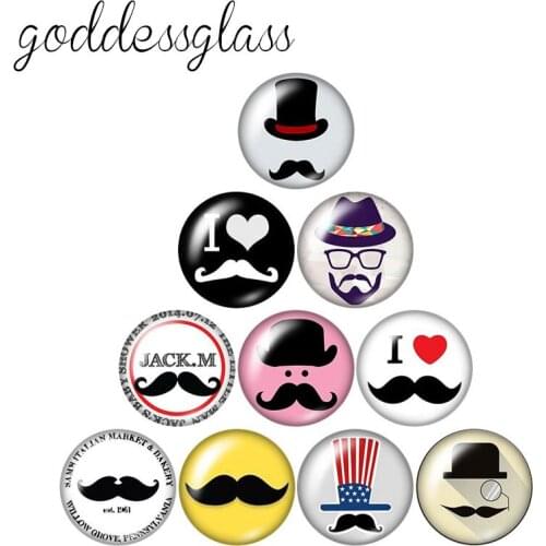 Fashion Gentlemans beard Father 10pcs mixed 12mm/18mm/20mm/25mm Round photo glass cabochon demo flat back Making findings