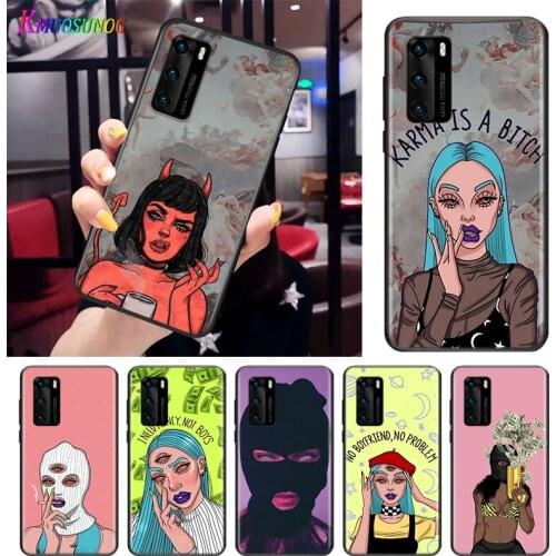 Sexy Devil Woman For Huawei P Smart S Z Mate 40 RS 30 20 10 Pro Plus Lite 2019 2020 2021 Black Soft Phone Case