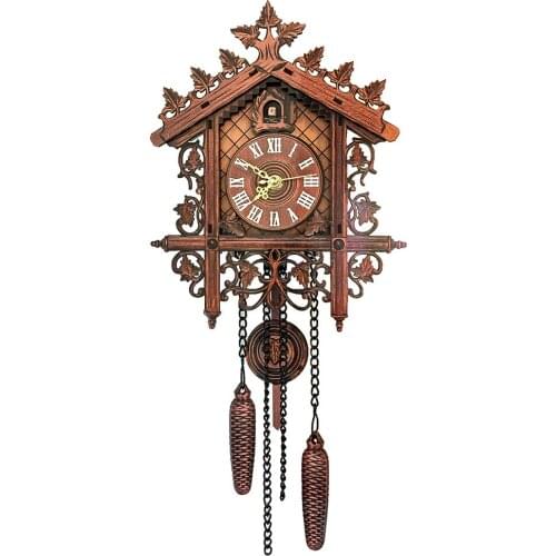 Nordic Retro Style Wall Clock Cuckoo Time Alarm Clock Wooden Living Room Clock German Traditional Black Forest Cuckoo Clock