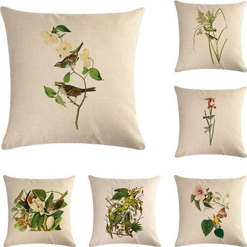 Cushion Cover Green leaves of herbal medicine Pillow Case Cotton Linen Cushion Cover 45*45 Sofa Home Decorative Throw PillowZY14