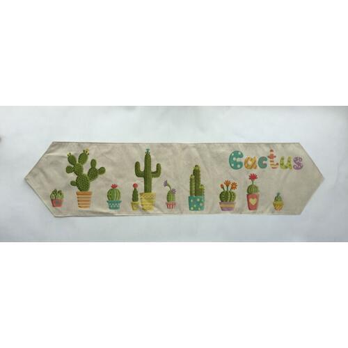 Cactus style New fashion table runner Mediterranean style home decoration 100% linen table flag anchors stripe table runner
