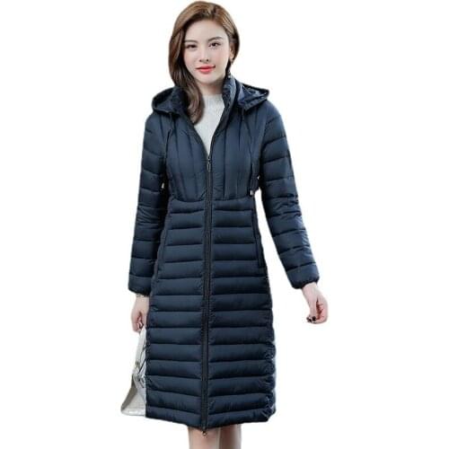 2021 New Middle-aged Womens Parkas Winter Jackets Basic Coat Casual Hooded Long Coats Cotton Padded Parka Outwear Overcoat