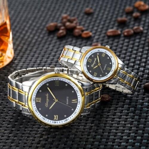 2018 new women men couples lovers stainless steel diamond business quartz watches ladies luxury gold sliver bracelet watches