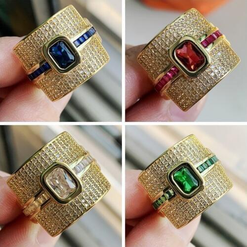 New Arrival Hot Sell Jewelry Drop Shipping Luxury Jewelry 925 Sterling Silver Four Color Cushion Shaoe 5A CZ Wedding Bridal Ring