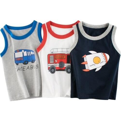 New Summer Kids Cotton T Shirts Boys Girls Vest Baby Cartoon Sleeveless Sweater Clothes Childrens Clothing Vests 2-9Y