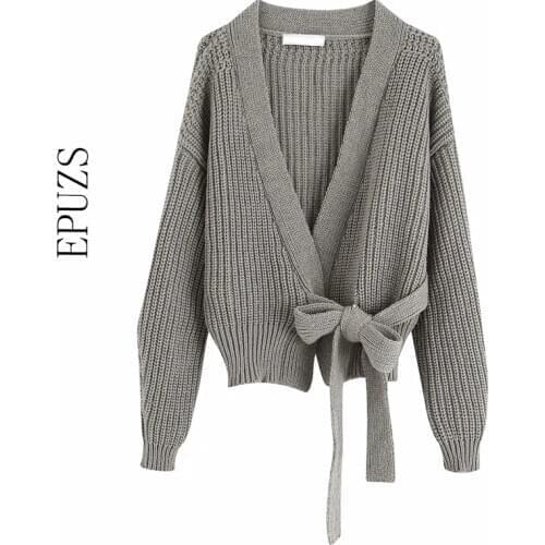 Sexy long sleeve knitted cardigan women vintage sweater casual cropped korean sweater streetwear 2020 winter tops