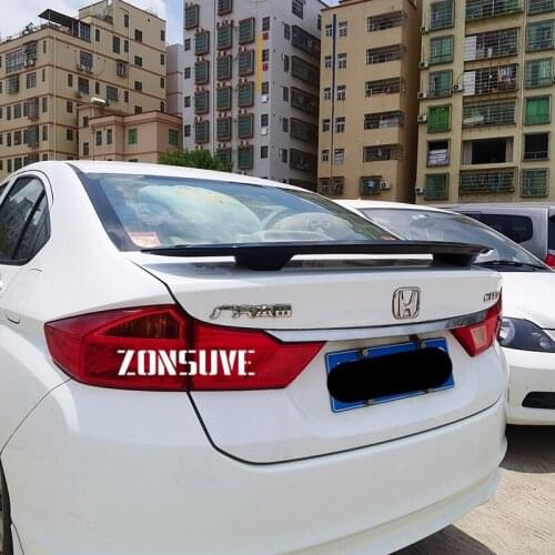 Use For Honda City 2015-2020 Year Spoiler ABS Plastic Black Carbon Fiber Look Rear Trunk Wing Body Kit Accessories