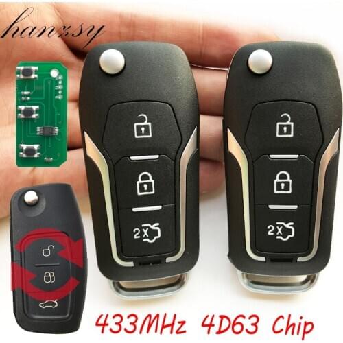 Complete 433MHz 4D63 Chip Auto Flip Key For Ford Mondeo Focus Fiesta C Max S Max Galaxy Car Remote Control Key HU101 Blade
