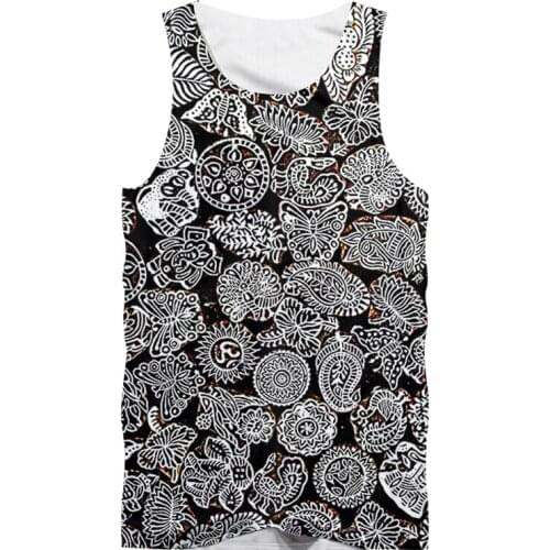 UJWI Casual Leaves Vest Breathable Fitness Loose Fashion Animal Flower Undershirt Sports Exercise 3D Printing Fun Tank Shirt