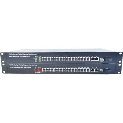 Manufacture 2-way 10 / 100 1000 Ethernet port 20km 16 channel PCM telephone fiber media converter Provide samples
