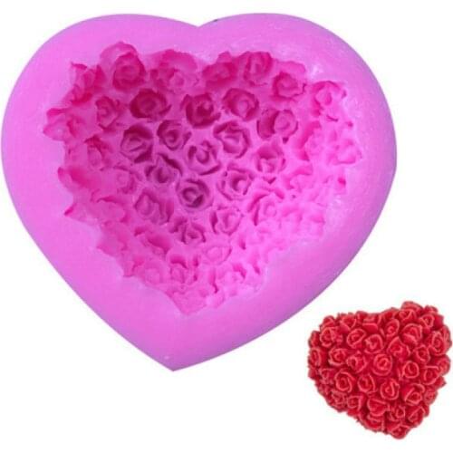 Rose heart handmade soap DIY mold flip-sugar birthday cake mold chocolate baking tools