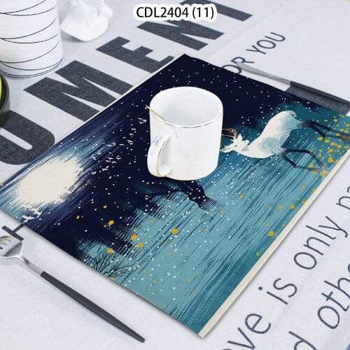 Landscape Animal Print Napkin Cloth Household Table Decoration Table Mat Untersetzer Towel Tea Towel Coaster 42*32 Servilletas