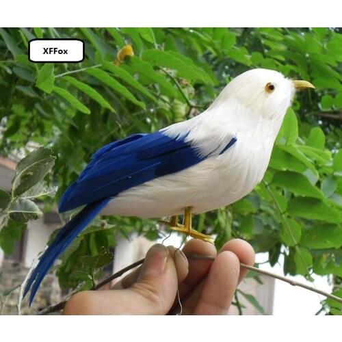 Cute simulation bird model plastic & furs blue&white model gift about 15cm xf0375