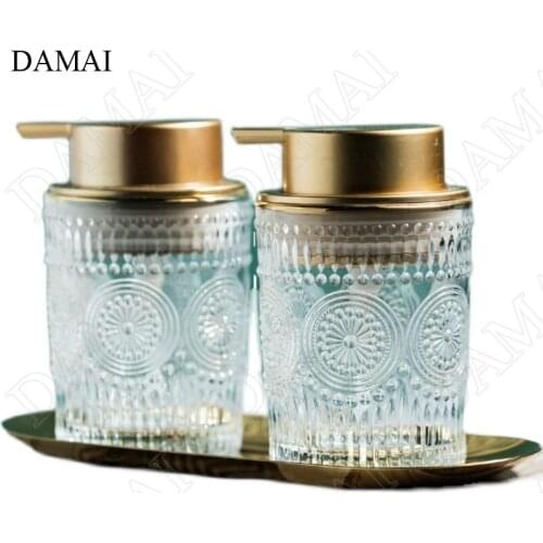 Relief Craft Glass Shampoo Bottles Nordic Modern Creative Gold Stroke Three-piece Bathroom Accessories Soap Dispenser Home Decor